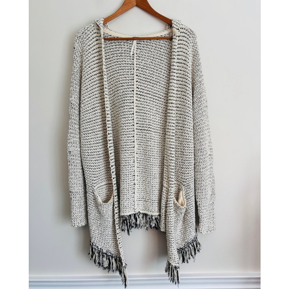 Anthropologie Free People Love Me Tender Cardigan Hooded Knit with Fringe XS - Picture 2 of 11